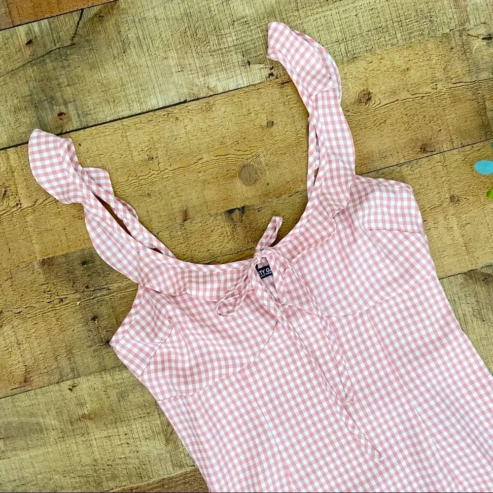 Dress Pink + White Gingham Mini Dress 💗 NWT - Picture 6 of 11